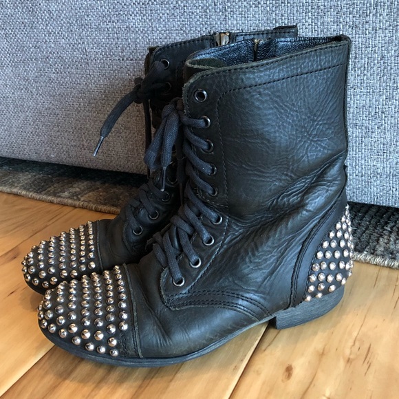 Steve Madden Shoes - Steve Madden Genuine Leather Studded Combat Boots